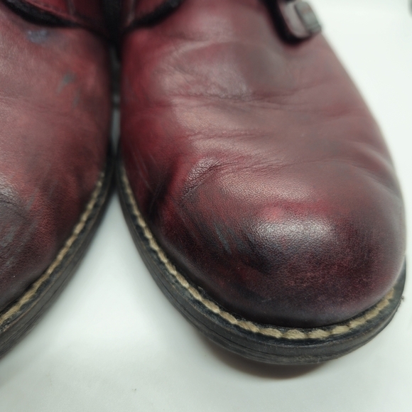 Remonte dark red leather ankle boots with gray collar EU 38 - Picture 13 of 14